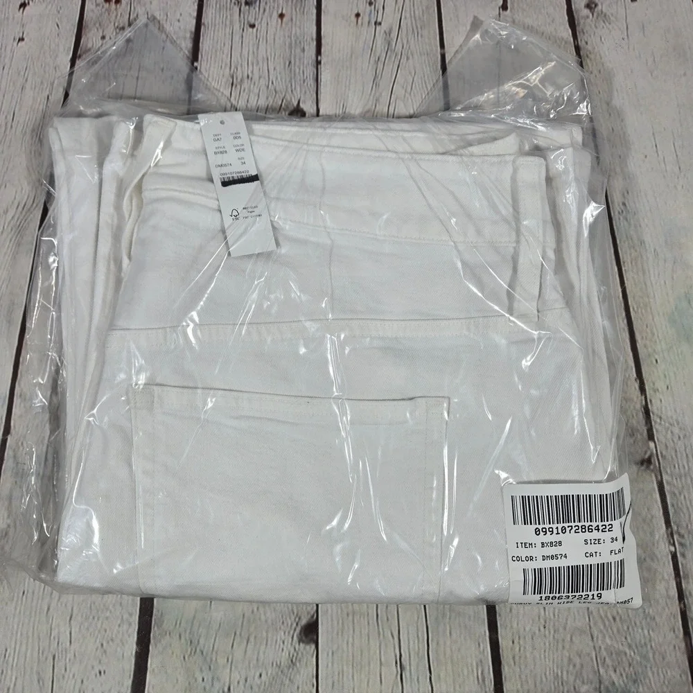 J.Crew Curvy Slim Wide Leg Jeans‎ White Denim High Rise BX828 Size 34 NEW